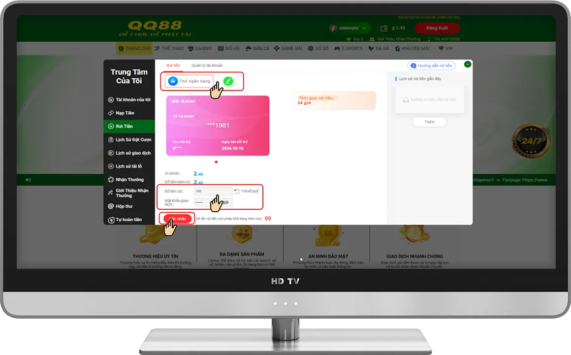 Câu hỏi thường gặp về Rút tiền QQ88